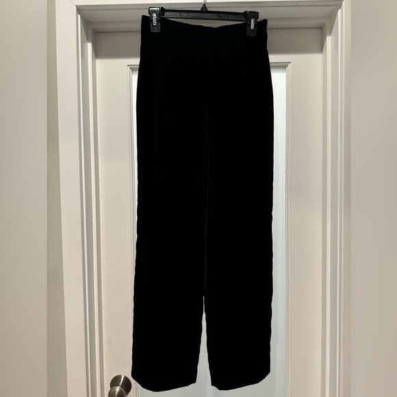 NWT TALBOTS PETITES Black Velvet Size 6P Straight Leg Pants Lined Side Zipper - Picture 1 of 14
